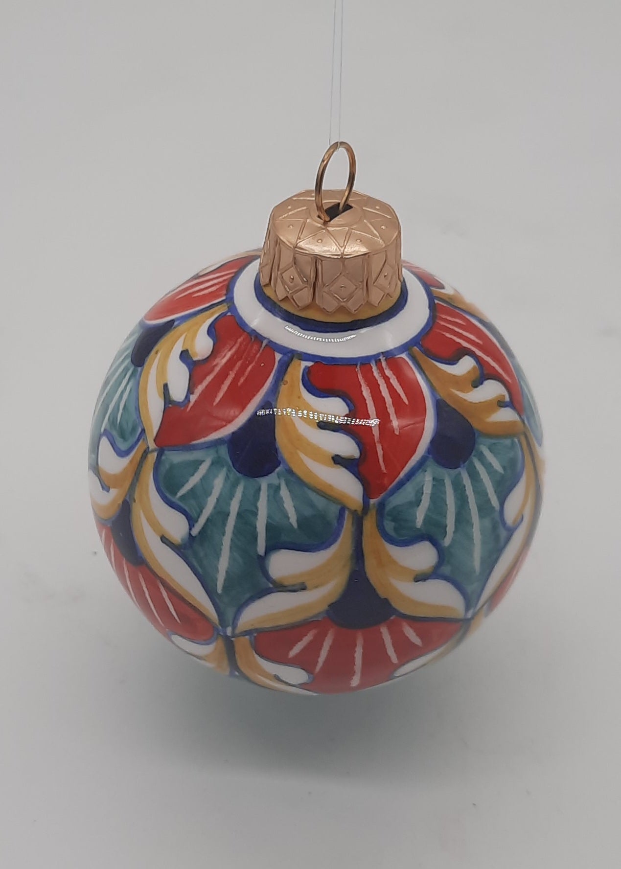 Palla di Natale rotonda cm 6 in ceramica dipinta a mano