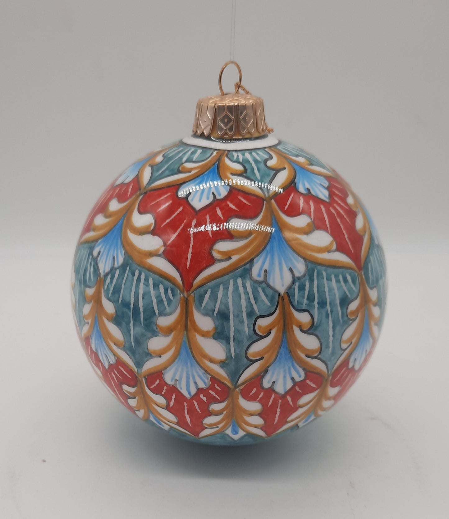 Palla di Natale rotonda cm 10 in ceramica dipinta a mano
