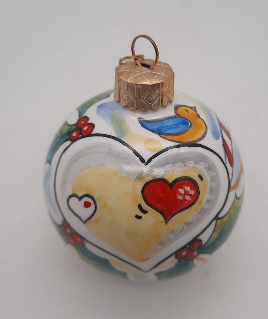 Palla di Natale rotonda cm 6 in ceramica dipinta a mano decoro Natalizio