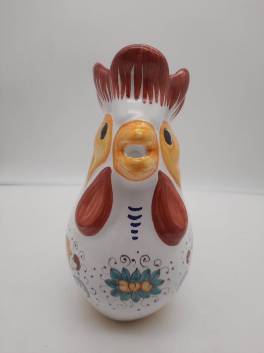 Galletto tradizionale derutese da 1 litro in ceramica dipinto a mano con decoro Raffaellesco.