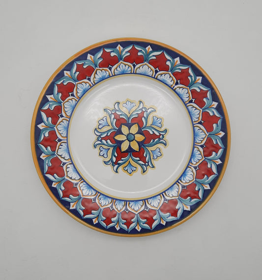 Piatto frutta cm 22 dipinto a mano con Decoro geometrico