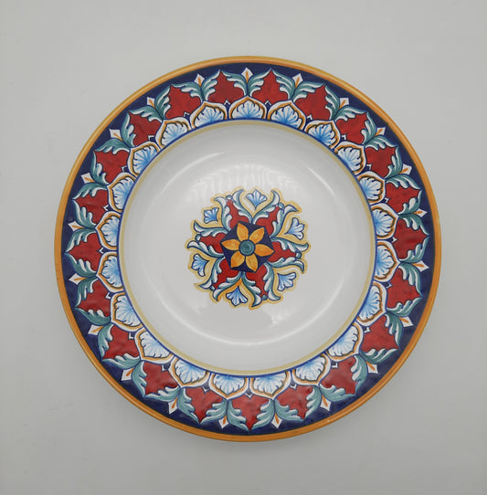 Piatto fondo cm 25 dipinto a mano con decoro geometrico