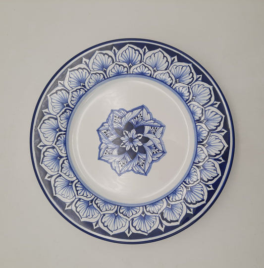 Piatto frutta cm 22 in ceramica dipinto a mano decoro Blù
