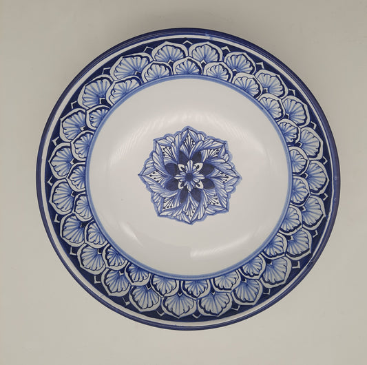 Piatto fondo cm 25 in ceramica dipinto a mano decoro Blù