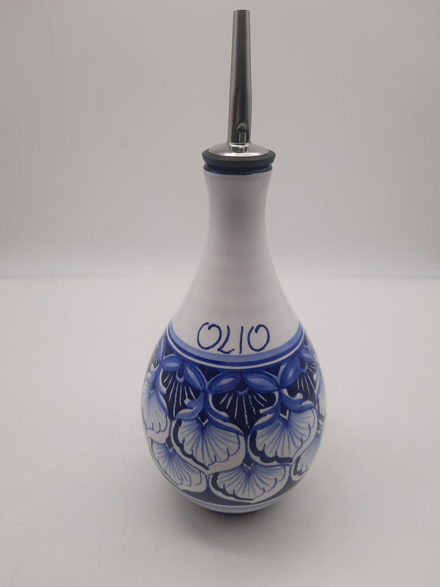 Decoro Vario Geometrico Bianco e Blù Oliera cm 18