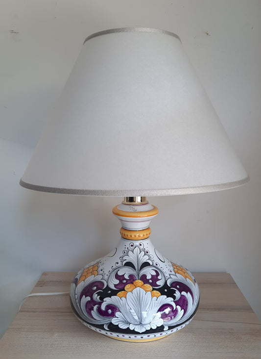 Lampada cm 25 (con cappello incluso) in ceramica dipinta a mano. Un insieme di colori eleganti e raffinati per la tua casa