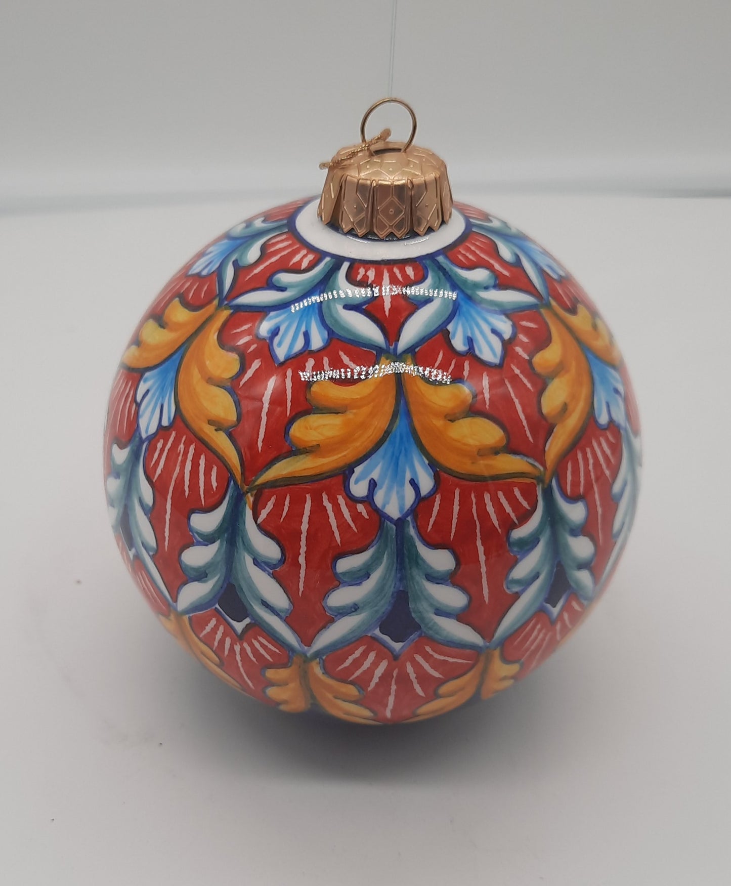 Palla di Natale rotonda cm 10 in ceramica dipinta a mano