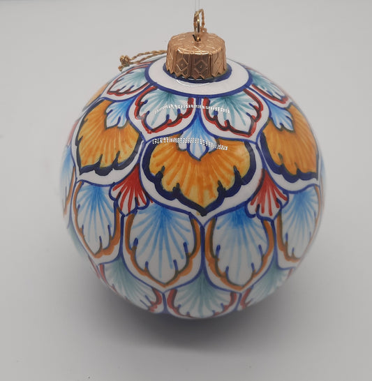 Palla di Natale rotonda cm 10 in ceramica dipinta a mano