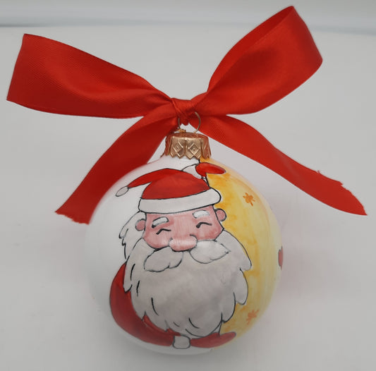 Palla di Natale rotonda cm 8 in ceramica dipinta a mano Decoro Babbo Natale