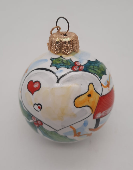 Palla di Natale rotonda cm 6 in ceramica dipinta a mano decoro Natalizio