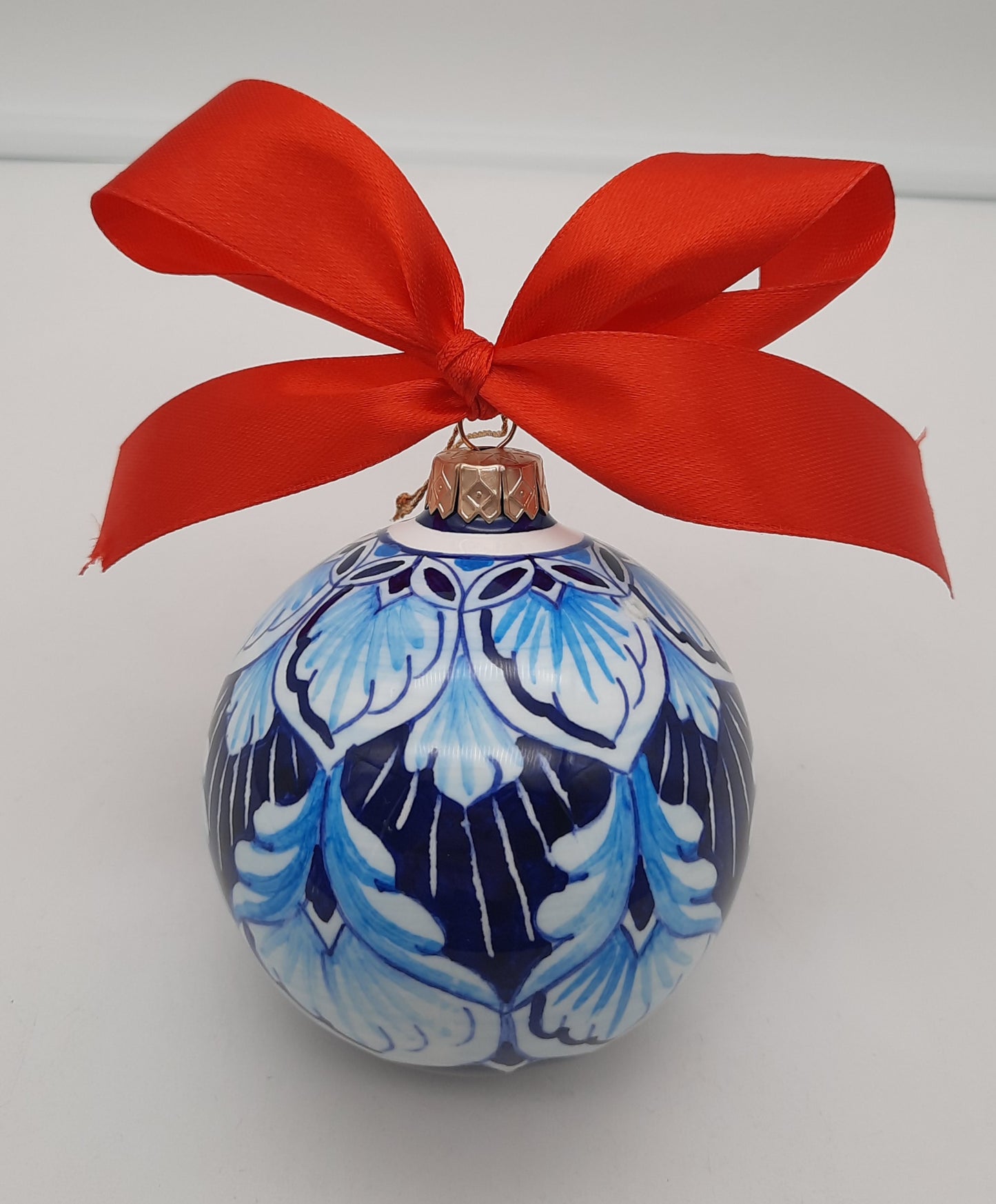 Palla di Natale rotonda cm 8 in ceramica dipinta a mano Decoro Vario Geometrico